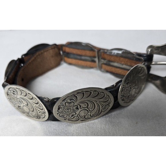 Alpaca Concho‎ Mexican Belt, 7 Silver Tone Conchos, Fits to 27" - Picture 1 of 7